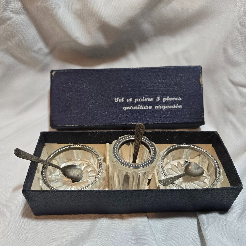 French Crystal with Silver Rim - Salt Cellar